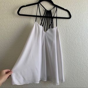 Express white and black strap-y tank top